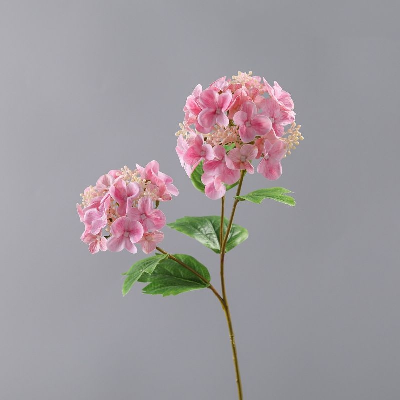 Decorative artificial hydrangea with two flower heads