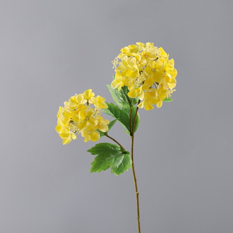 Decorative artificial hydrangea with two flower heads