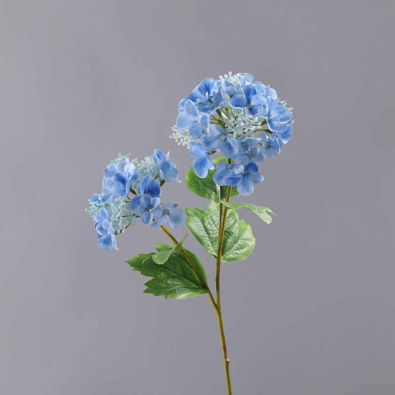 Decorative artificial hydrangea with two flower heads