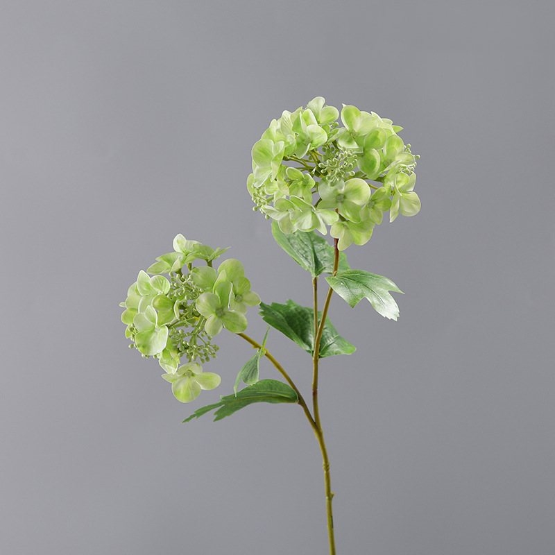 Decorative artificial hydrangea with two flower heads