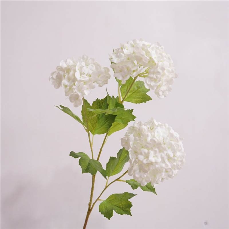 Soft-touch silicone hydrangea with three branches