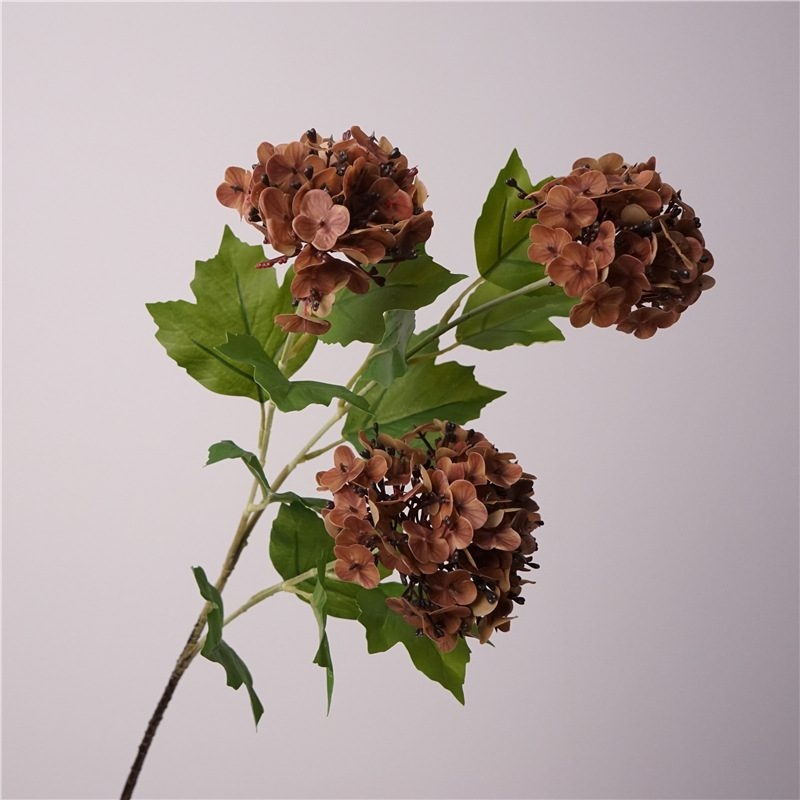 Soft-touch silicone hydrangea with three branches