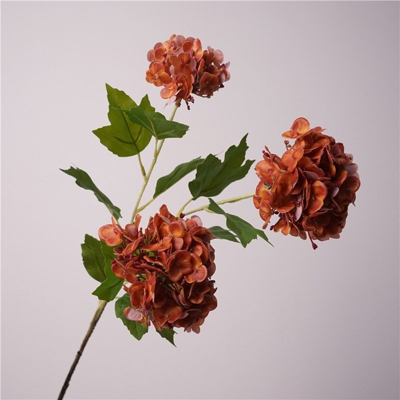 Soft-touch silicone hydrangea with three branches