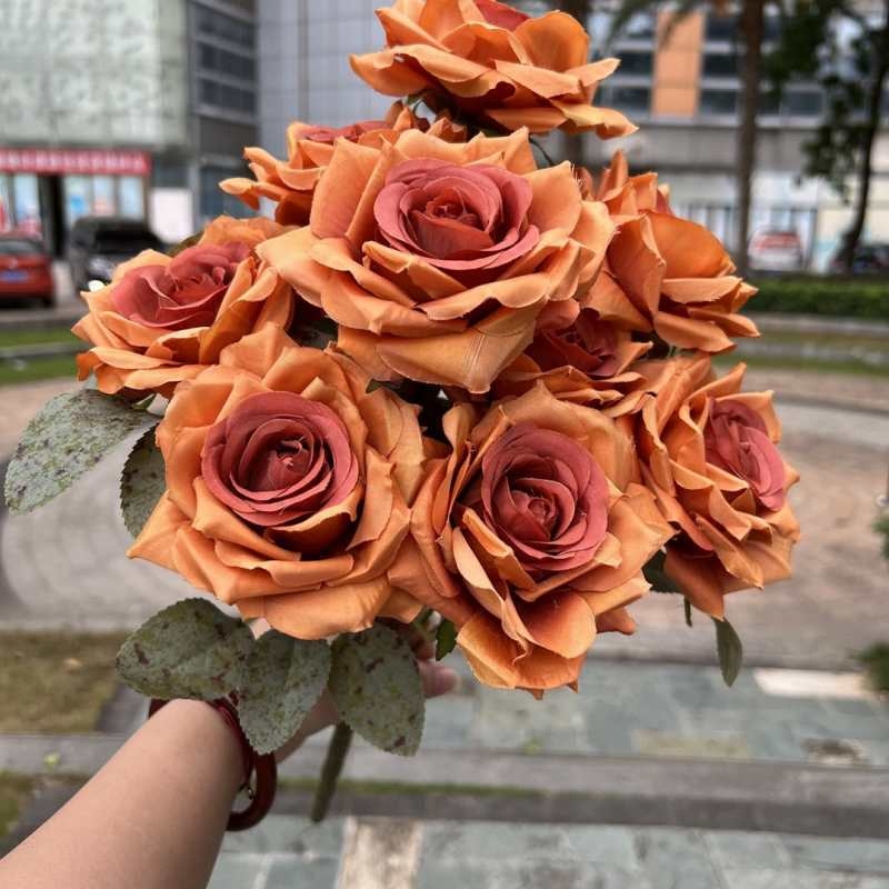 Simulated diamond rose with nine flower heads