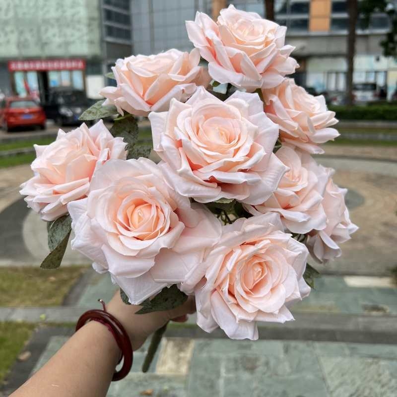 Simulated diamond rose with nine flower heads