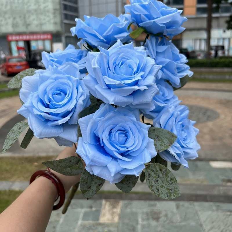 Simulated diamond rose with nine flower heads