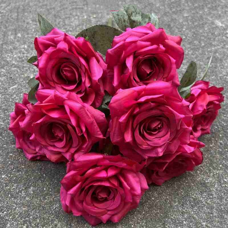 Simulated diamond rose with nine flower heads