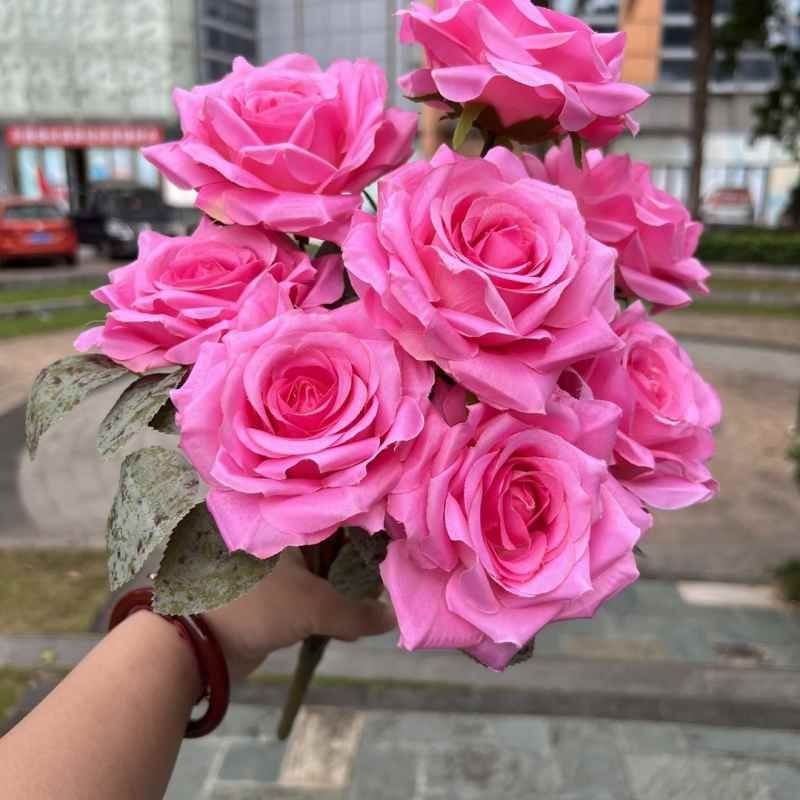 Simulated diamond rose with nine flower heads