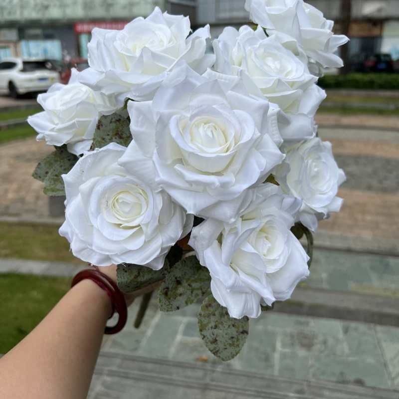 Simulated diamond rose with nine flower heads