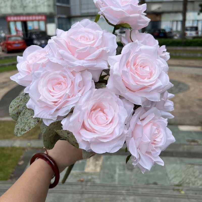 Simulated diamond rose with nine flower heads