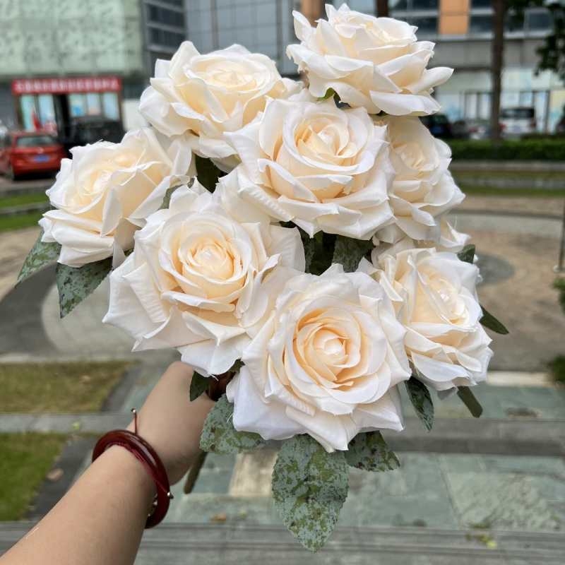 Simulated diamond rose with nine flower heads