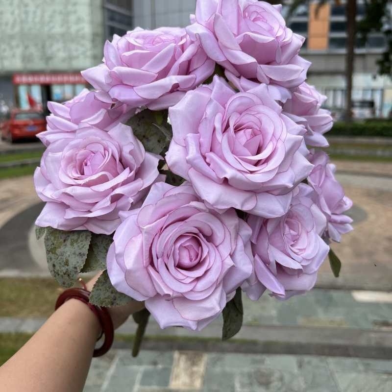 Simulated diamond rose with nine flower heads