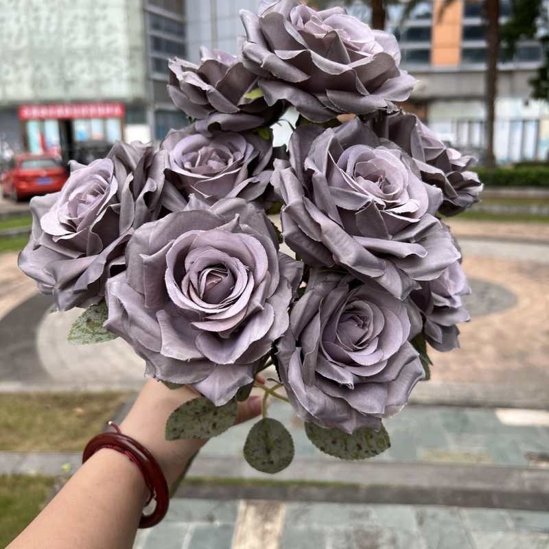 Simulated diamond rose with nine flower heads