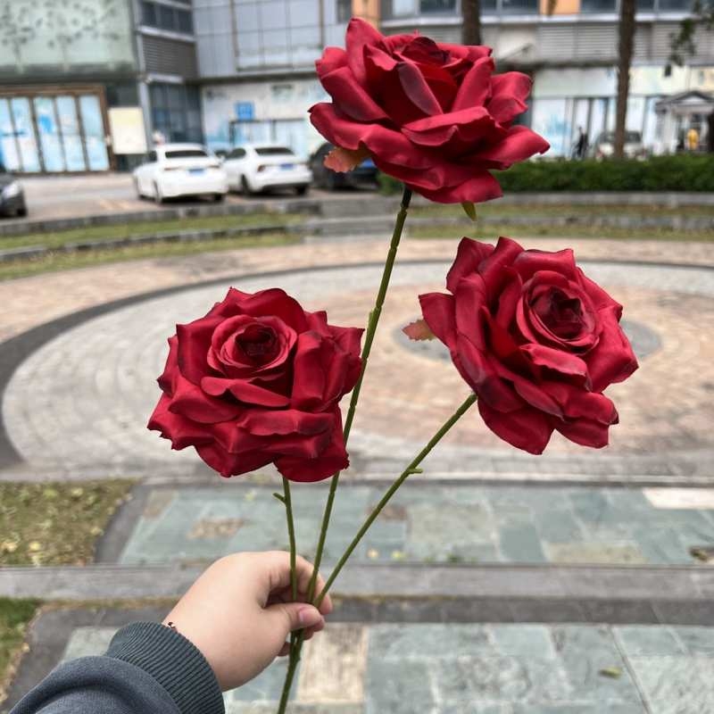 Artificial rose with three branches