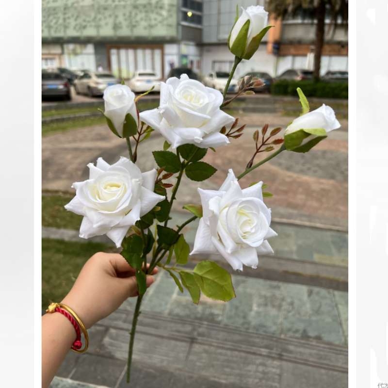 Artificial roses with six flower heads