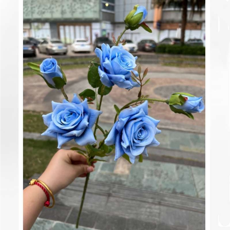 Artificial roses with six flower heads