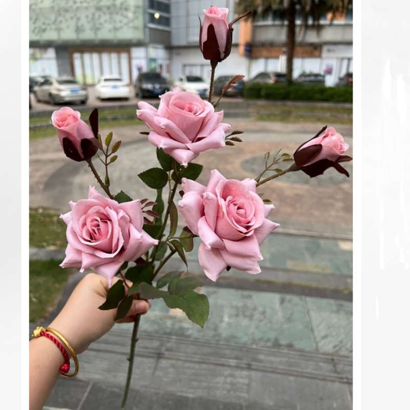 Artificial roses with six flower heads