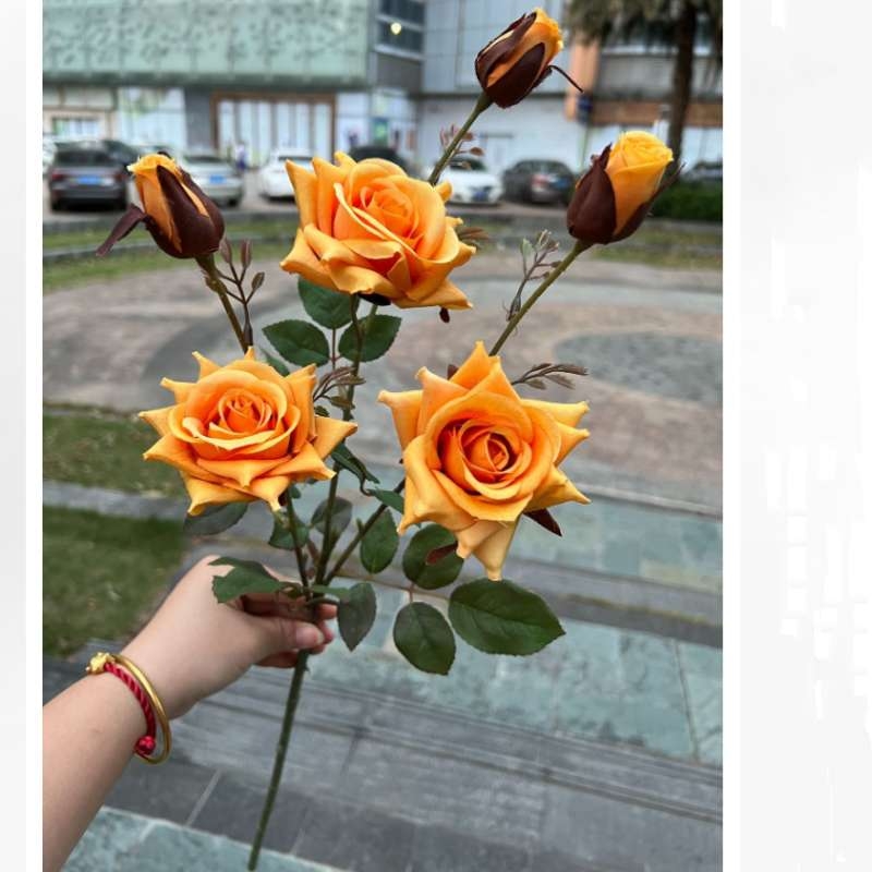 Artificial roses with six flower heads