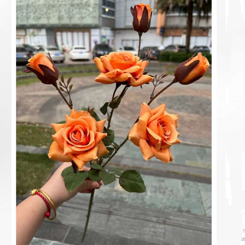 Artificial roses with six flower heads
