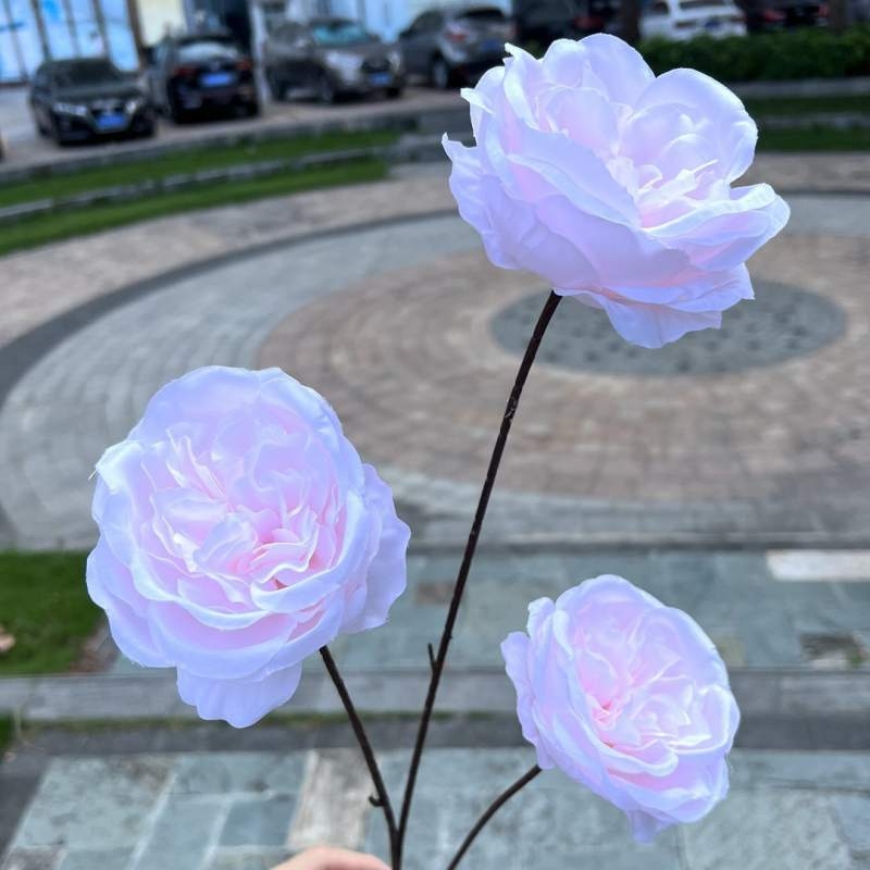 Austin artificial rose with three flower heads