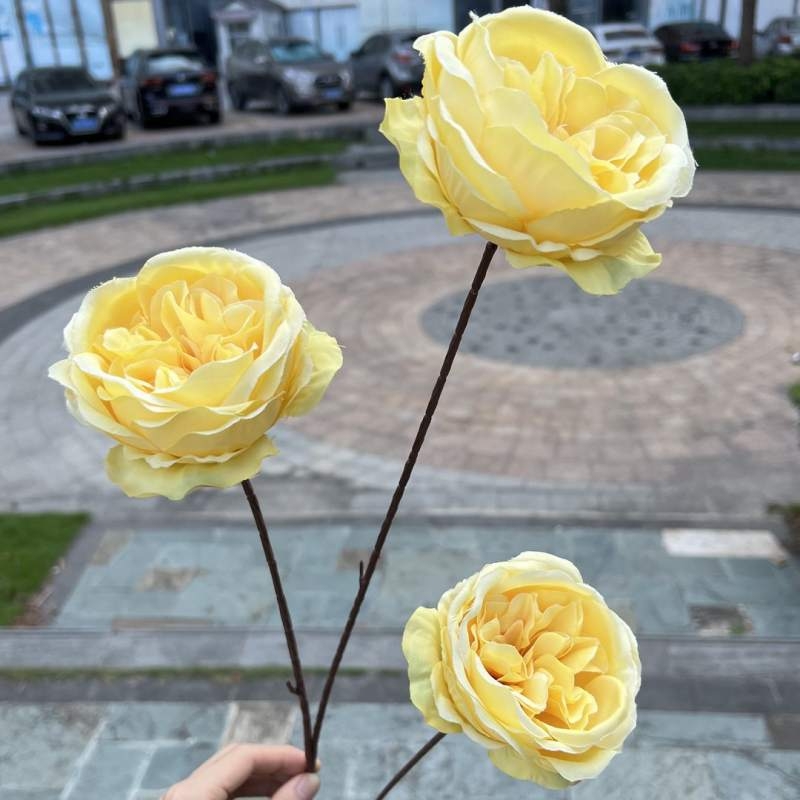 Austin artificial rose with three flower heads