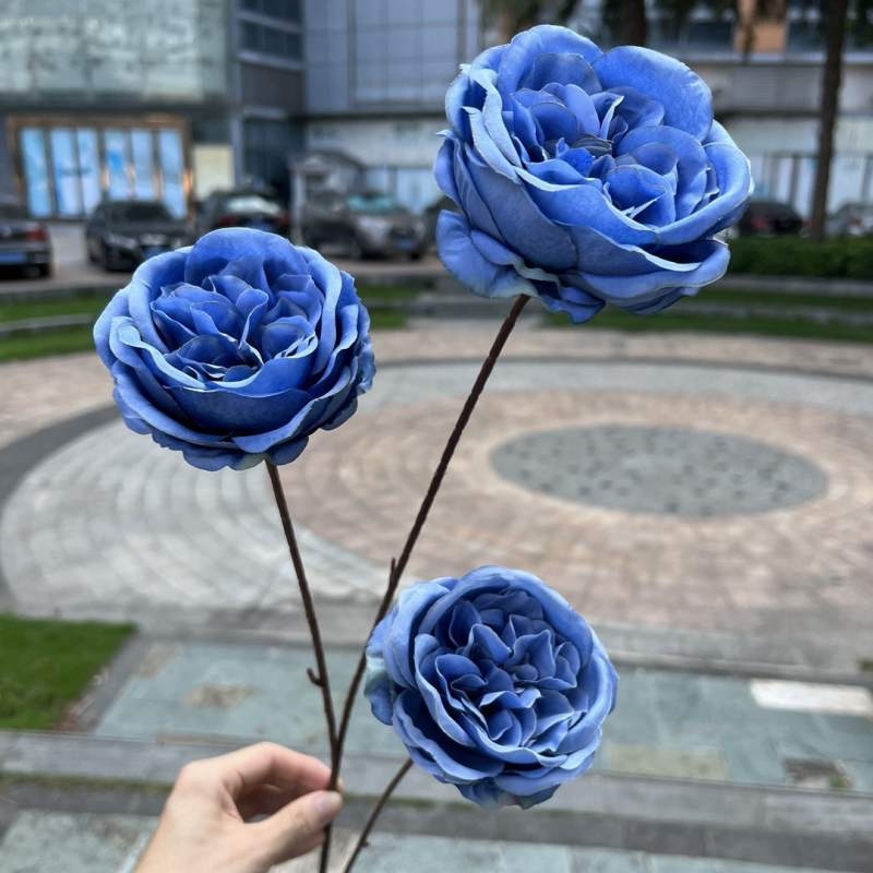 Austin artificial rose with three flower heads