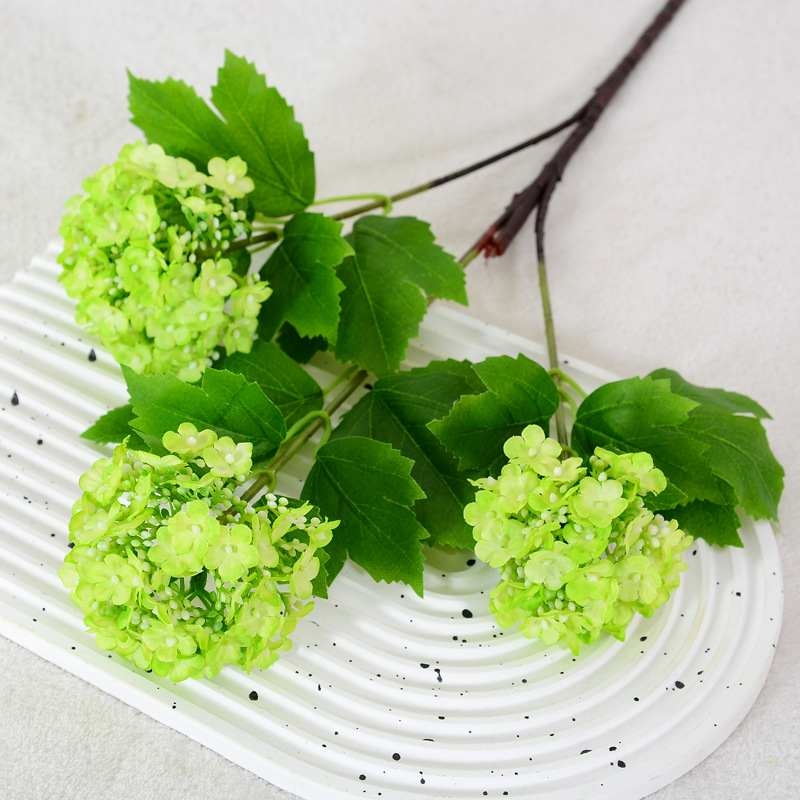 Artificial hydrangea with three artificial flower heads