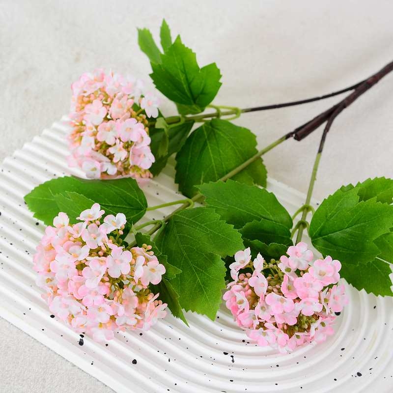 Artificial hydrangea with three artificial flower heads