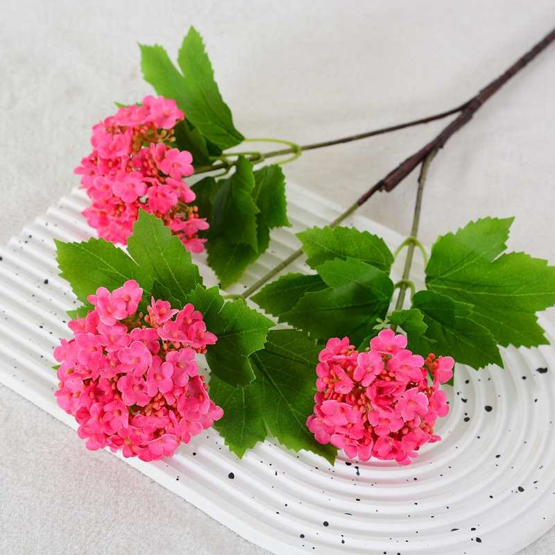 Artificial hydrangea with three artificial flower heads