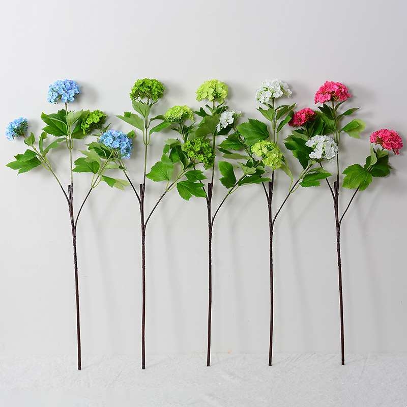Artificial hydrangea with three artificial flower heads