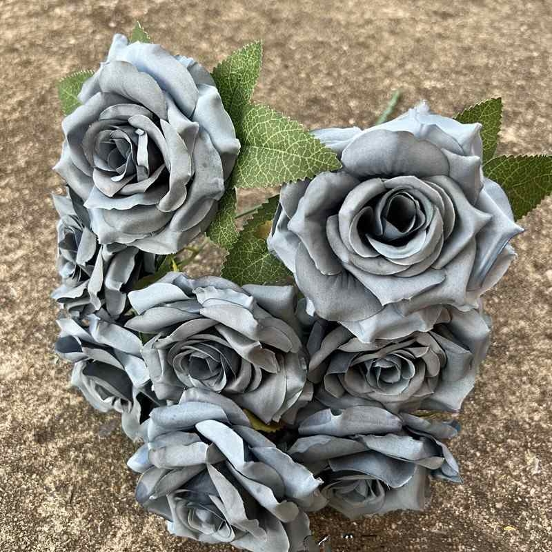 Artificial rose with nine flower heads