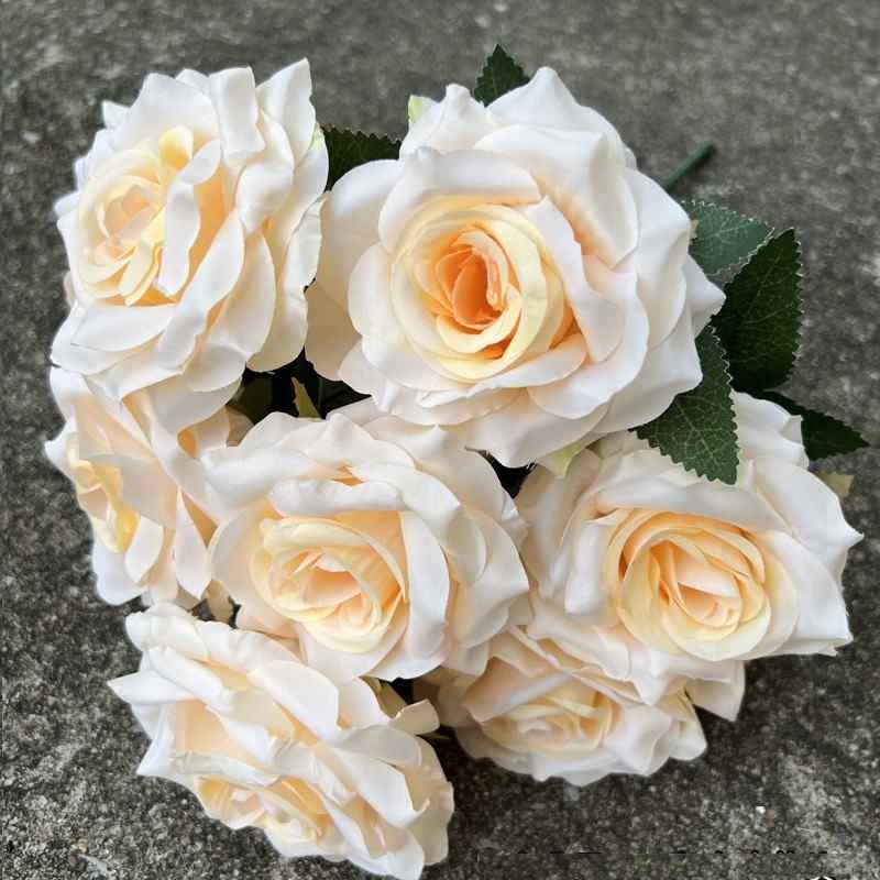 Artificial rose with nine flower heads