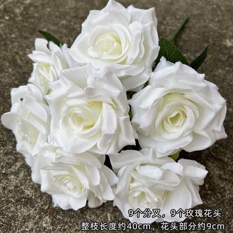 Artificial rose with nine flower heads