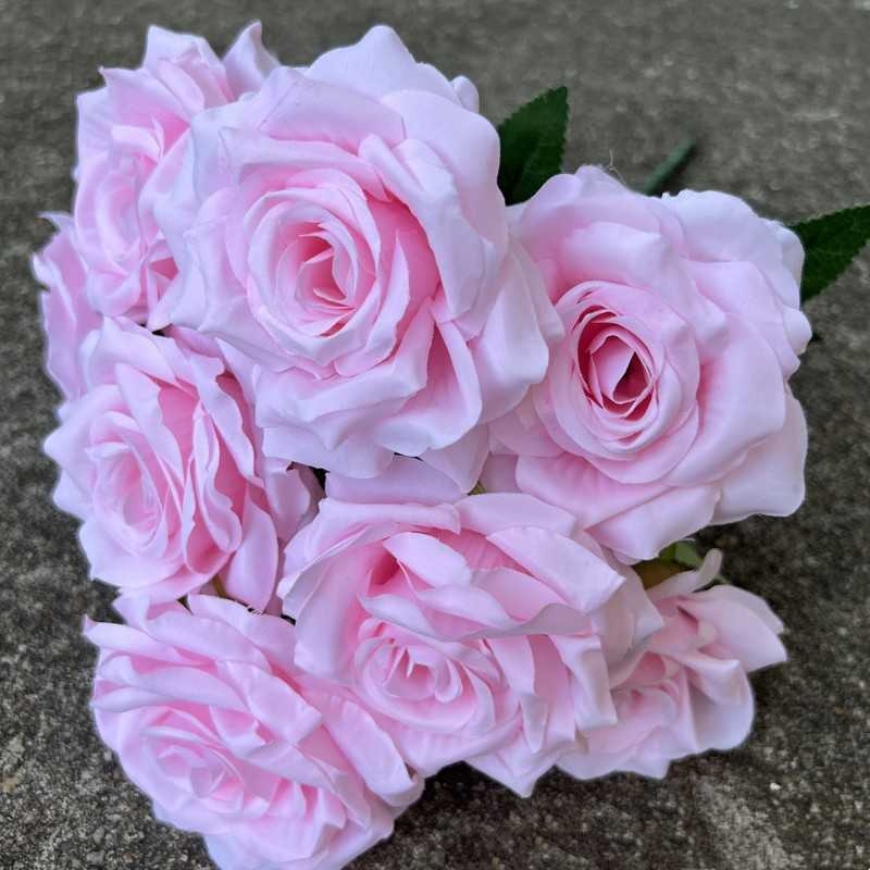 Artificial rose with nine flower heads