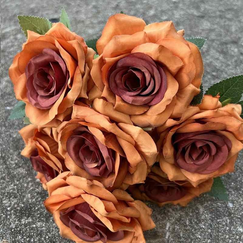 Artificial rose with nine flower heads