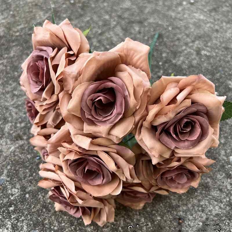 Artificial rose with nine flower heads