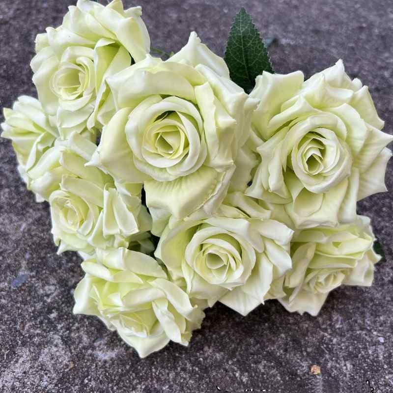 Artificial rose with nine flower heads
