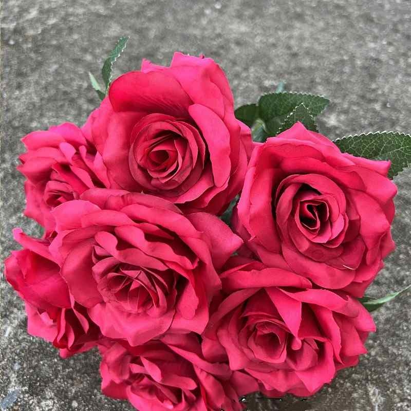 Artificial rose with nine flower heads