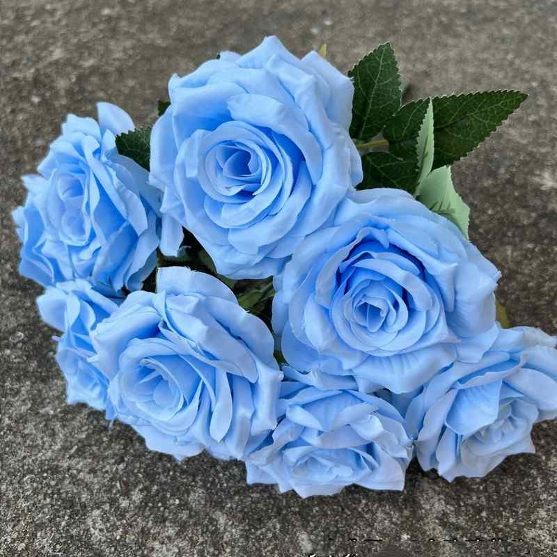 Artificial rose with nine flower heads