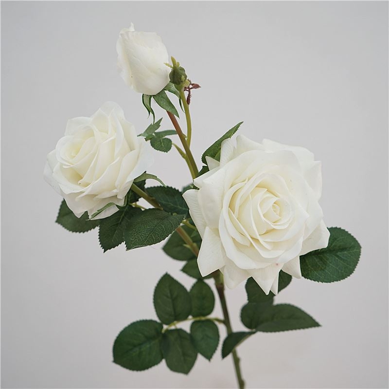 Moisturizing artificial rose with three flowers