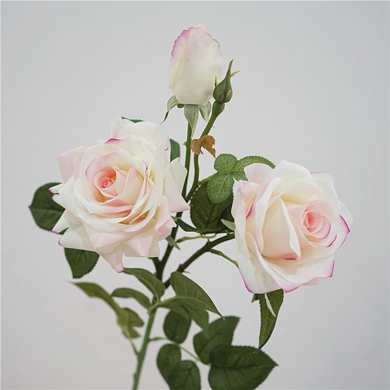 Moisturizing artificial rose with three flowers