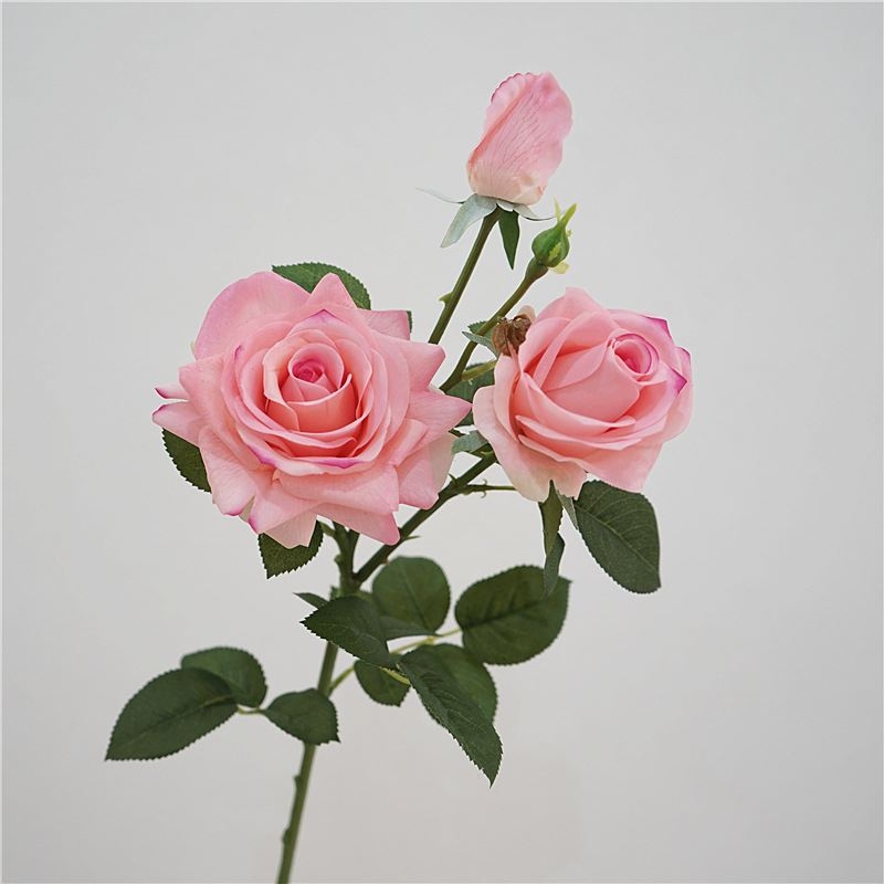 Moisturizing artificial rose with three flowers
