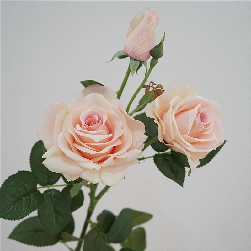 Moisturizing artificial rose with three flowers