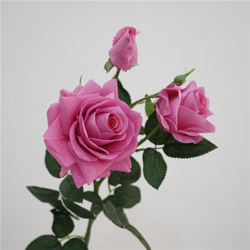 Moisturizing artificial rose with three flowers