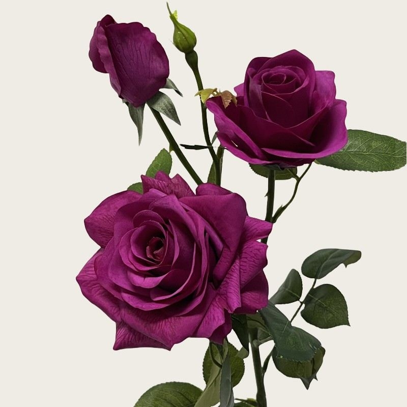 Moisturizing artificial rose with three flowers