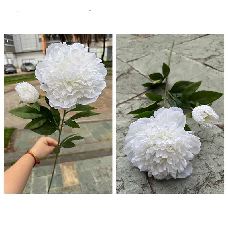 Artificial peony with two flower heads