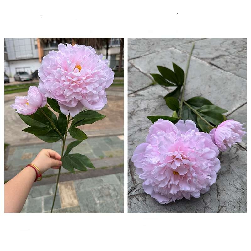 Artificial peony with two flower heads