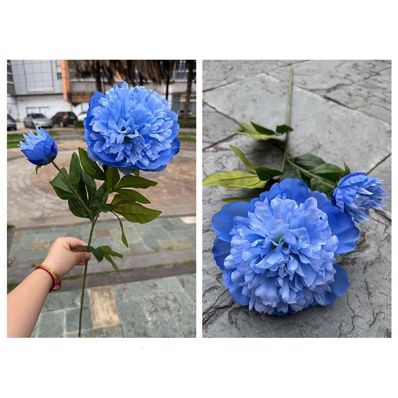 Artificial peony with two flower heads