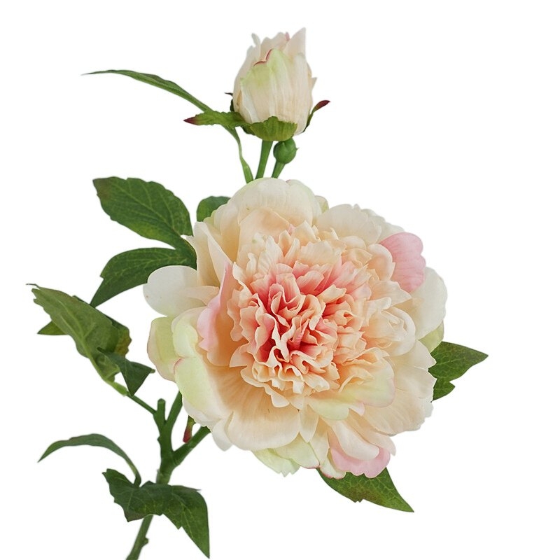 High-quality artificial peony with two flower heads