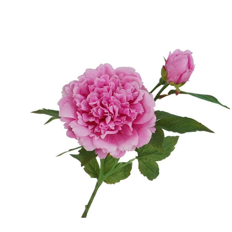 High-quality artificial peony with two flower heads